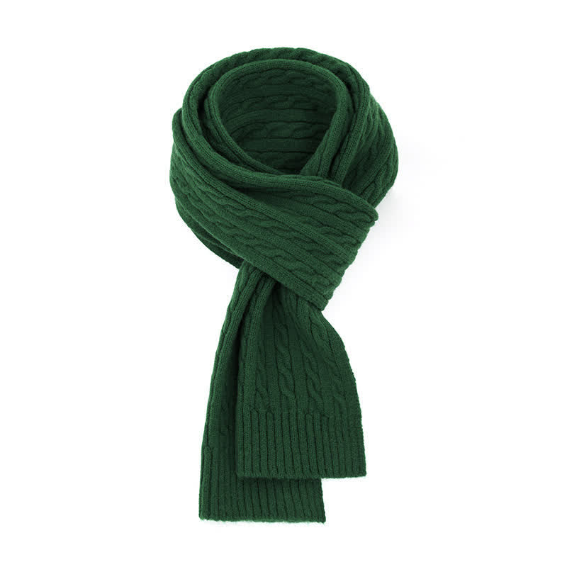 Buddha Stones Écharpe chaude classique en maille torsadée pour homme, automne-hiver - Vert forêt - image 2