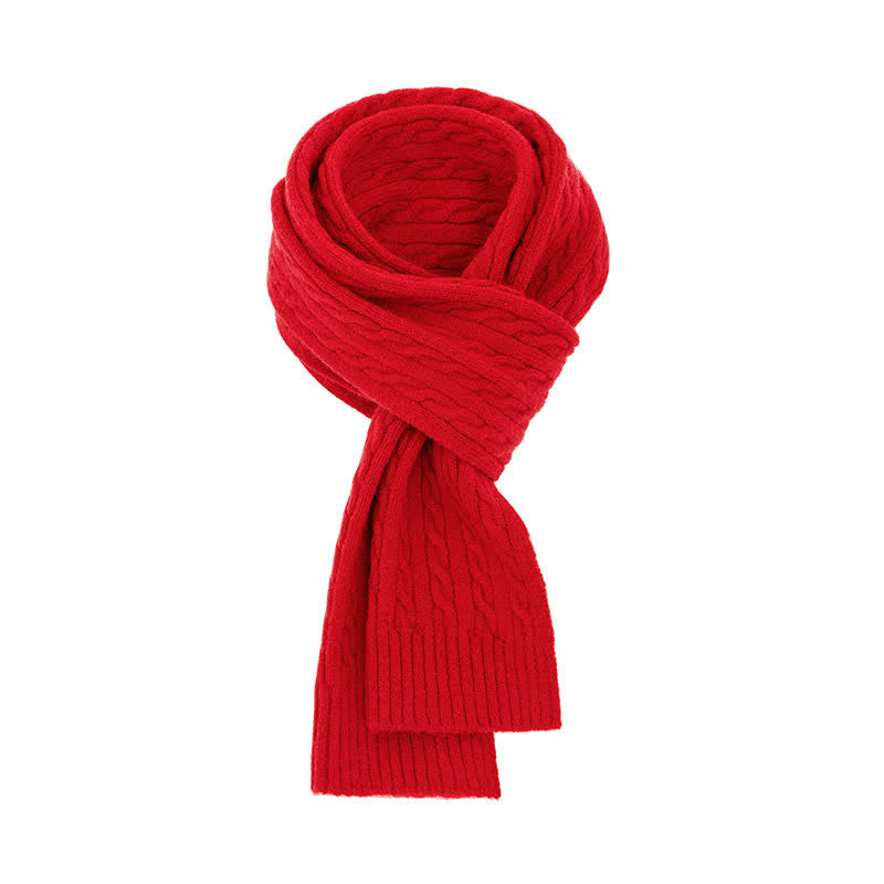 Buddha Stones Écharpe chaude classique en maille torsadée pour homme, automne-hiver - Rouge - image 12