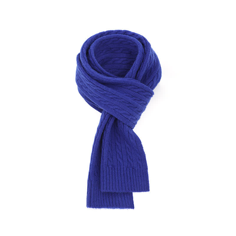 Buddha Stones Écharpe chaude classique en maille torsadée pour homme, automne-hiver - Bleu royal - image 14