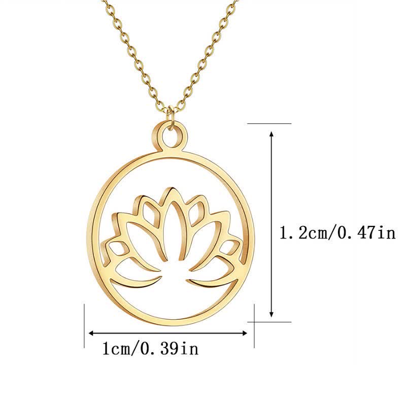Buddha Stones Collier de protection et d'illumination en acier titane avec lotus ajouré rond - image 8