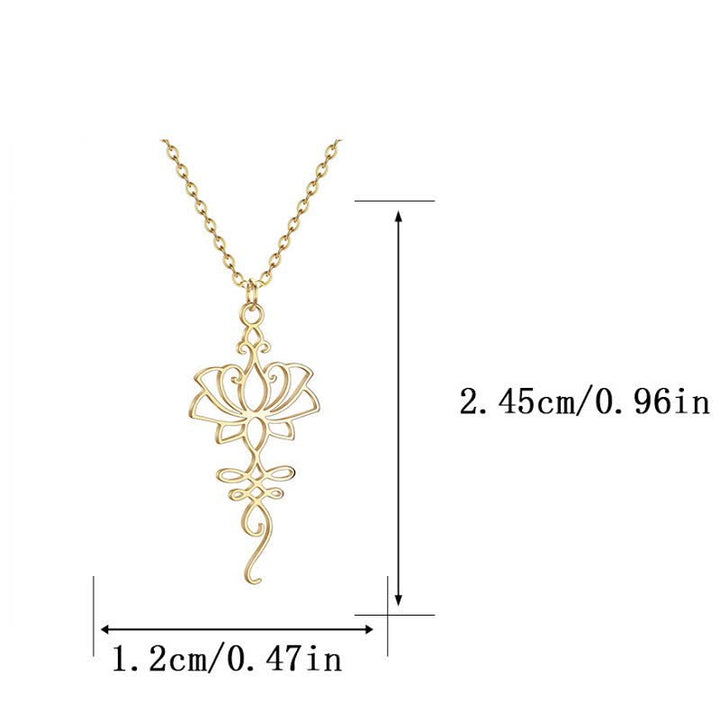Buddha Stones Collier Lotus creux en acier titane, symbole de protection et de pureté - image 8