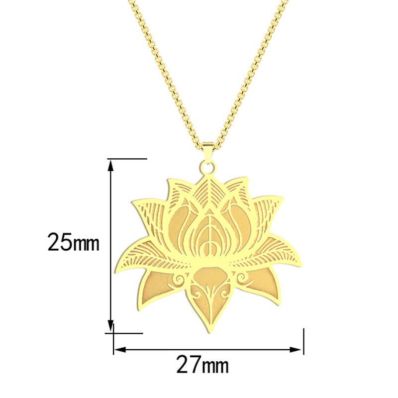 Buddha Stones Collier de méditation Lotus en acier titane, chaîne protection et pureté - image 7