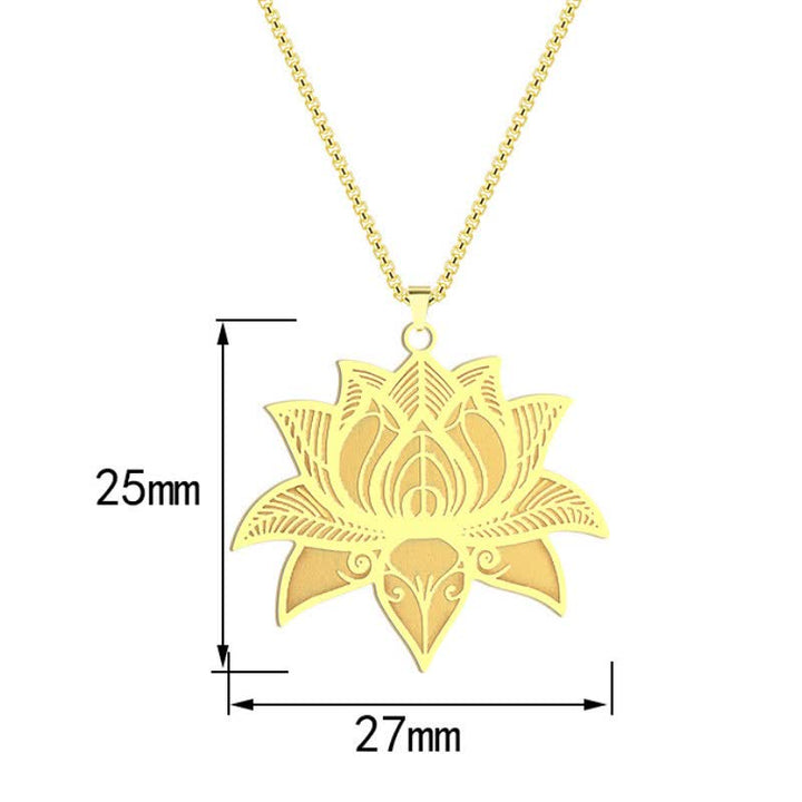 Buddha Stones Collier de méditation Lotus en acier titane, chaîne protection et pureté - image 7