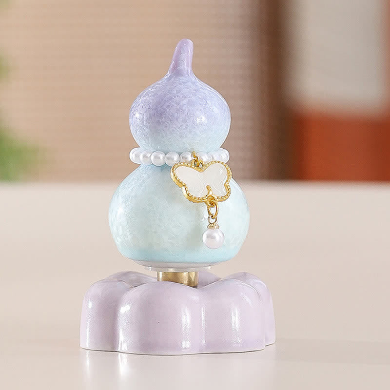 Buddha Stones Gourde papillon en céramique rotative, décoration pour une vie consciente - Gourde violette + papillon blanc + base violette - image 21