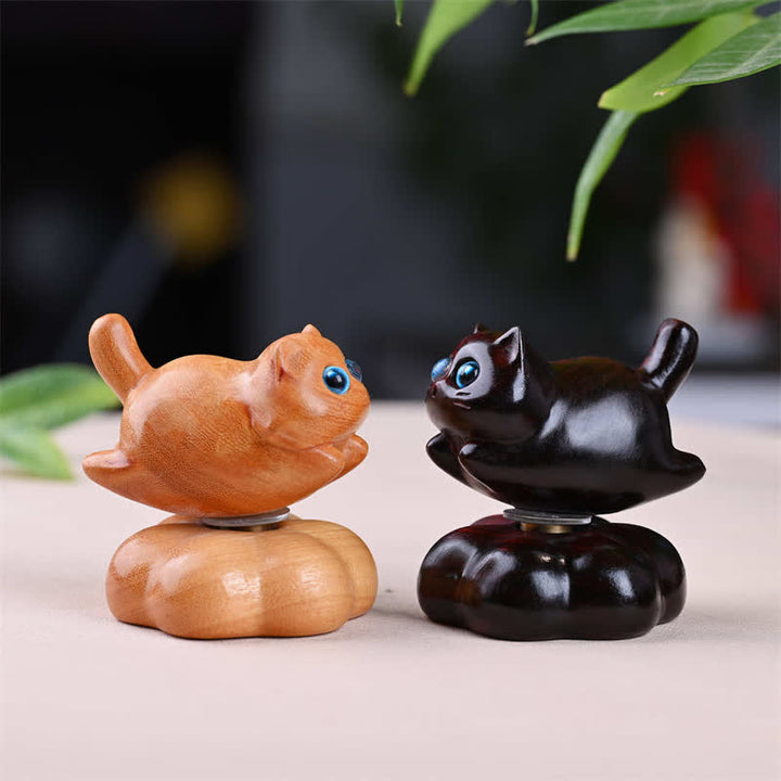 Buddha Stones Théière rotative pour petits chats en bois de santal, décoration mignonne pour animaux de compagnie - image 11