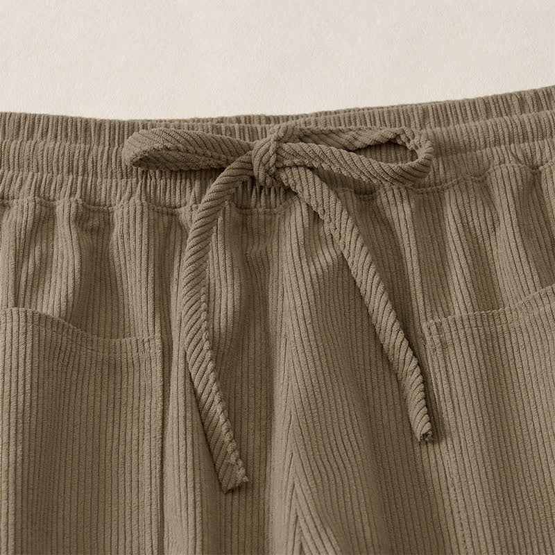 Buddha Stones Pantalon harem uni court à cordon de serrage, style automne-hiver, avec poches - image 19