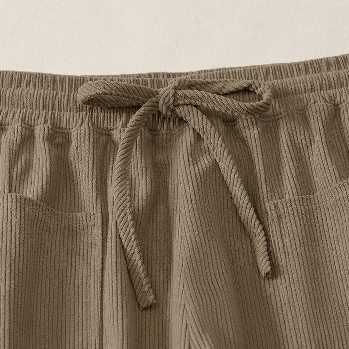 Buddha Stones Pantalon harem uni court à cordon de serrage, style automne-hiver, avec poches - image 19