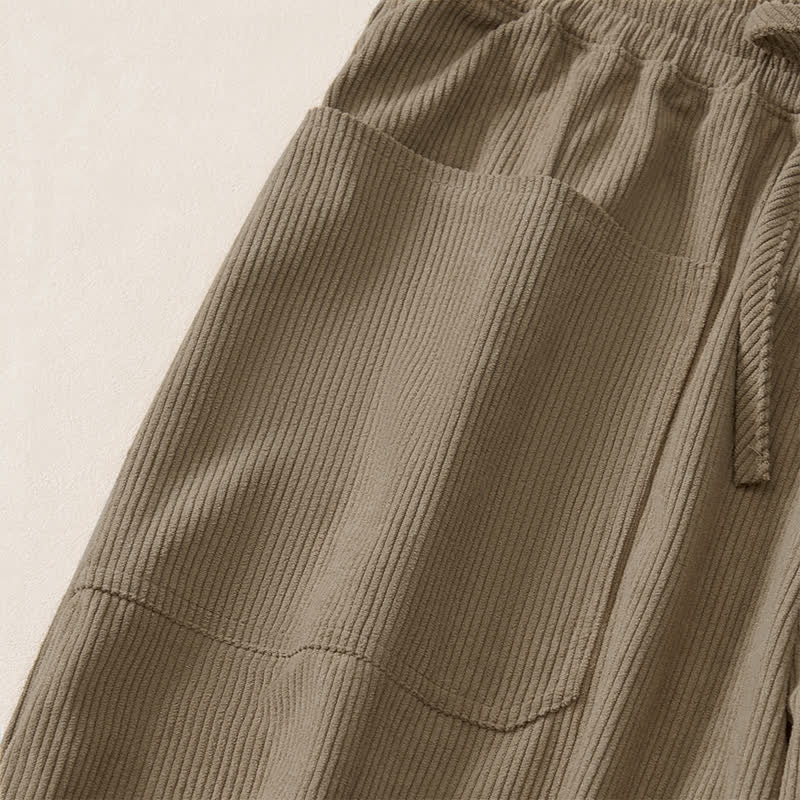 Buddha Stones Pantalon harem uni court à cordon de serrage, style automne-hiver, avec poches - image 17