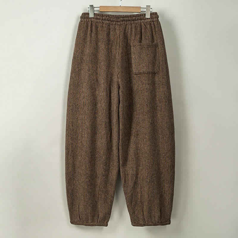 Buddha Stones Pantalon harem homme décontracté automne-hiver vintage à cordon de serrage, uni, avec poches - image 1