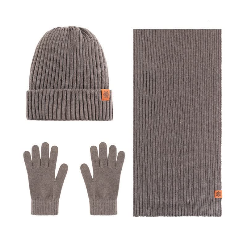 Buddha Stones Ensemble cadeau 3 pièces en maille côtelée pour homme : écharpe, bonnet et gants assortis. - Lot de 3 côtelés marron - image 12