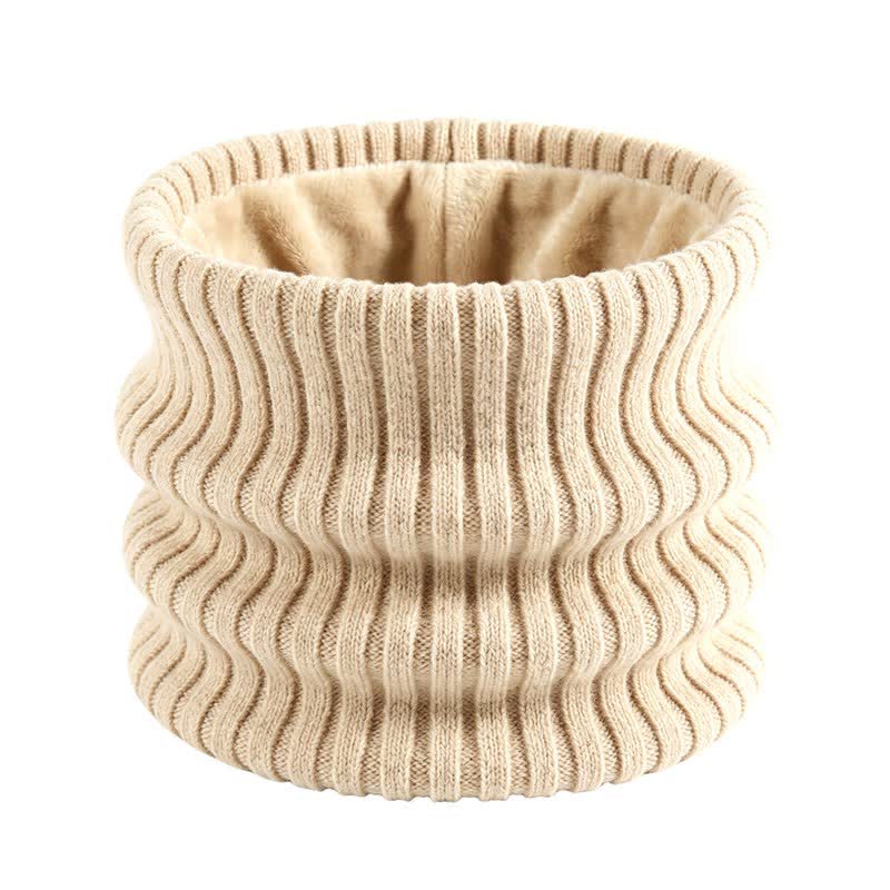 Buddha Stones Cache-cou d'hiver en maille côtelée doublé polaire pour homme - Beige - image 7