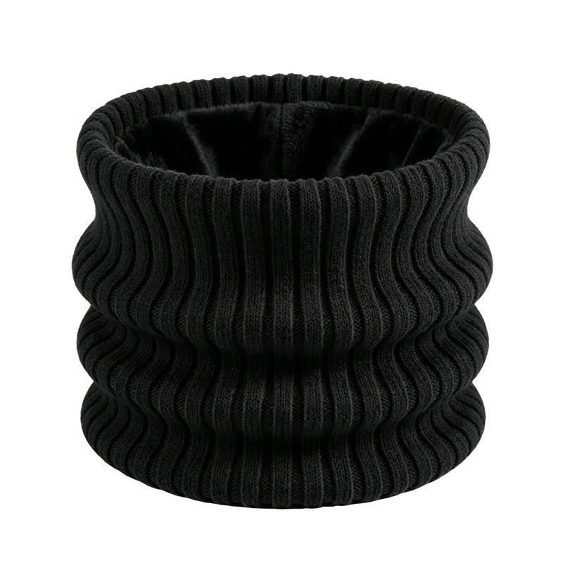 Buddha Stones Cache-cou d'hiver en maille côtelée doublé polaire pour homme - Noir - image 6