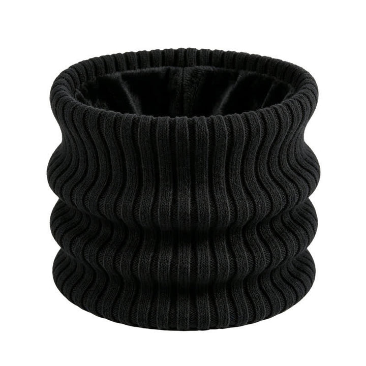 Buddha Stones Cache-cou d'hiver en maille côtelée doublé polaire pour homme - Noir - image 6