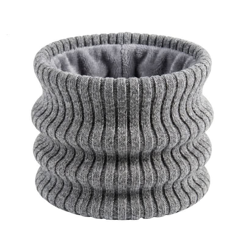 Buddha Stones Cache-cou d'hiver en maille côtelée doublé polaire pour homme - Gris foncé - image 1