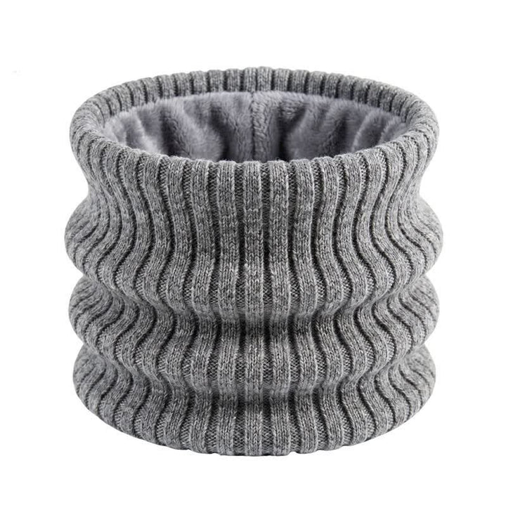 Buddha Stones Cache-cou d'hiver en maille côtelée doublé polaire pour homme - Gris foncé - image 1