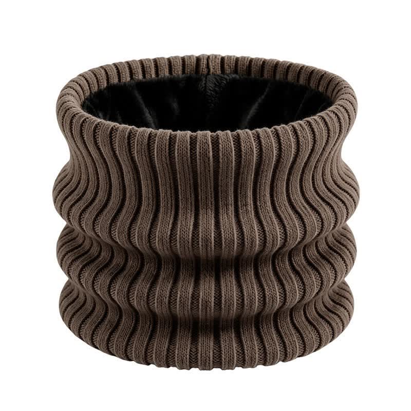Buddha Stones Cache-cou d'hiver en maille côtelée doublé polaire pour homme - SaddleBrown - image 13