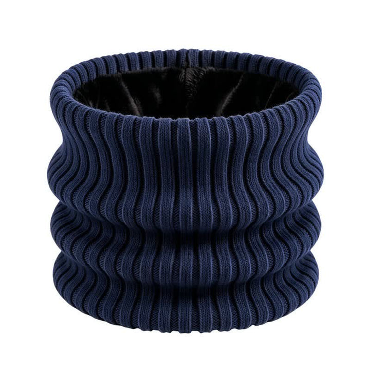Buddha Stones Cache-cou d'hiver en maille côtelée doublé polaire pour homme - Marine - image 14