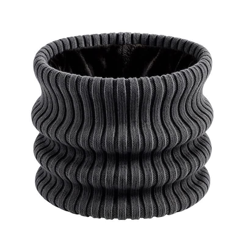Buddha Stones Cache-cou d'hiver en maille côtelée doublé polaire pour homme - Gris ardoise foncé - image 12