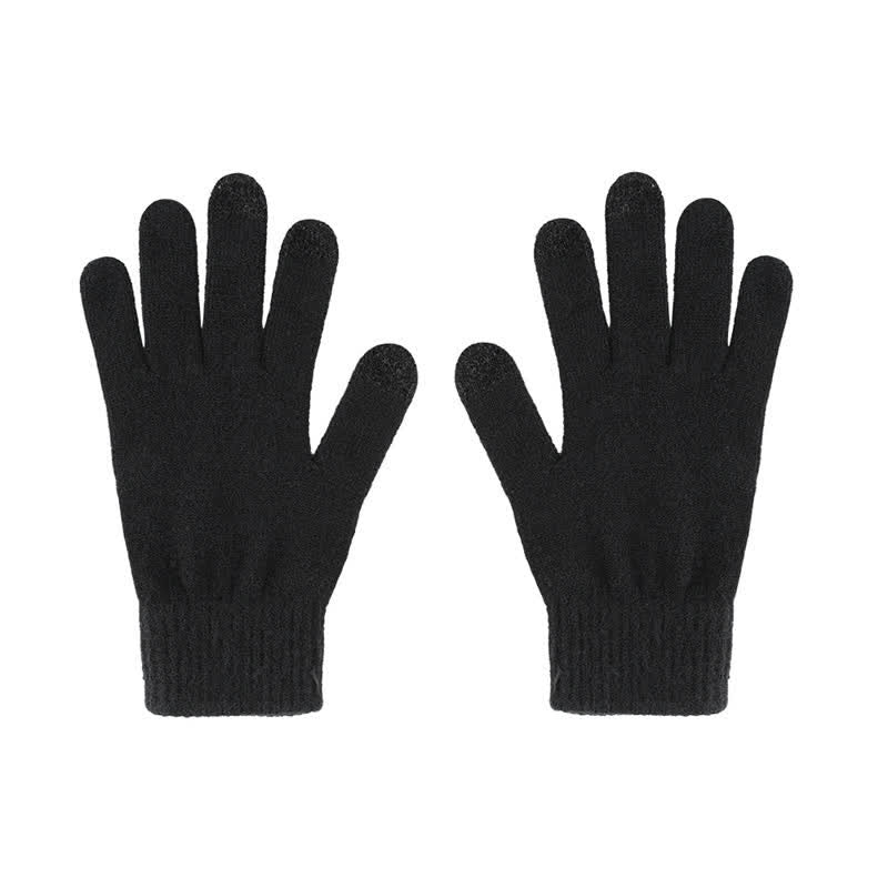 Buddha Stones Ensemble cadeau 3 pièces en maille côtelée pour homme : écharpe, bonnet et gants assortis. - image 2