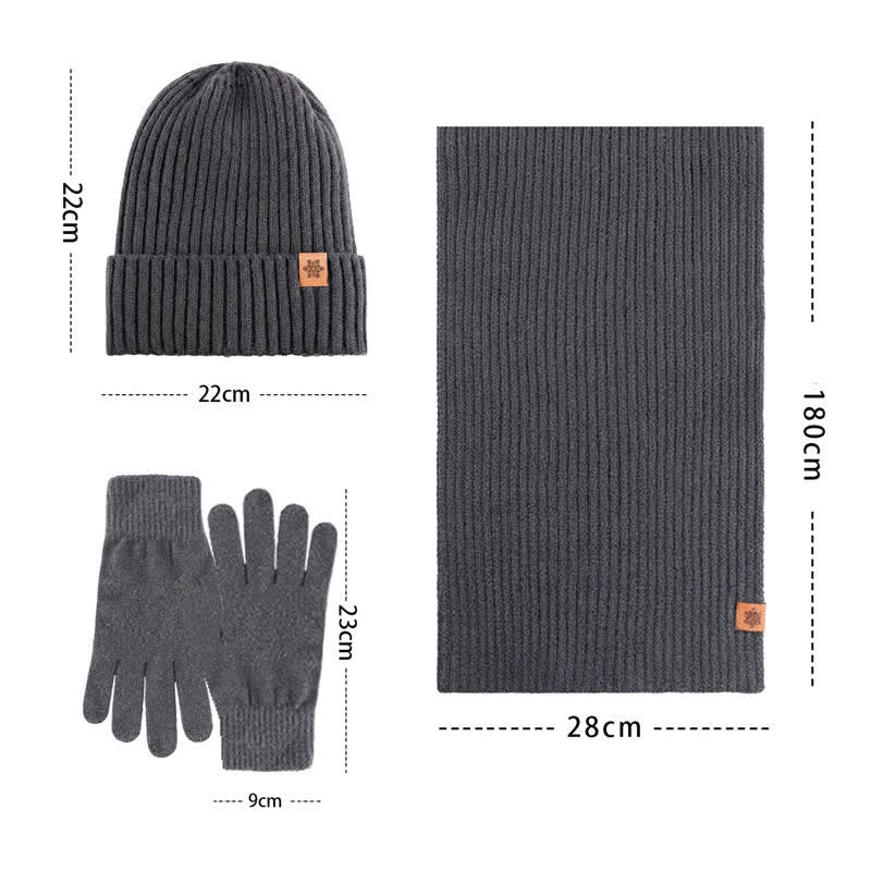 Buddha Stones Ensemble cadeau 3 pièces en maille côtelée pour homme : écharpe, bonnet et gants assortis. - image 11