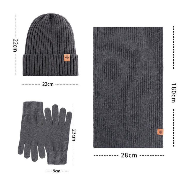 Buddha Stones Ensemble cadeau 3 pièces en maille côtelée pour homme : écharpe, bonnet et gants assortis. - image 11