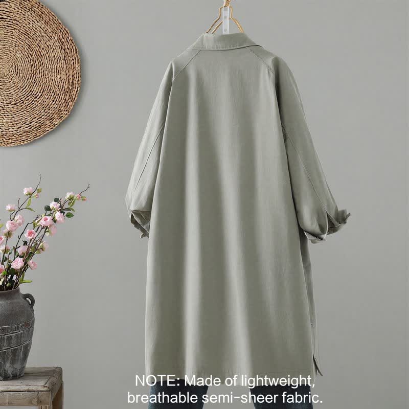 Veste femme légère et unie à boutons, style minimaliste et décontracté, avec poches, idéale Buddha Stones le printemps et l'automne. - image 1