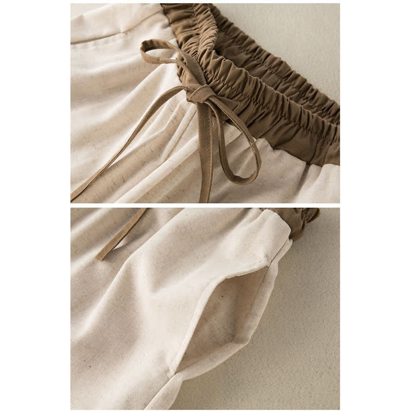 Pantalon sarouel en coton uni avec cordon de serrage et poches pour femme Buddha Stones - image 1