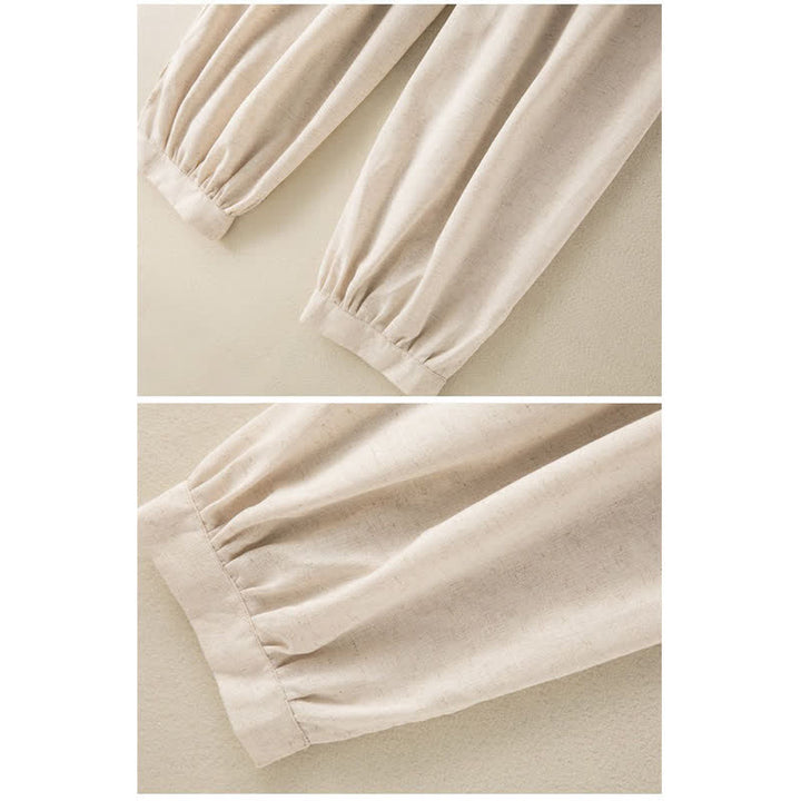 Pantalon sarouel en coton uni avec cordon de serrage et poches pour femme Buddha Stones - image 4