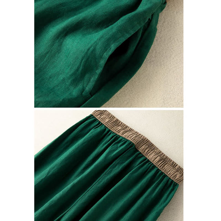 Pantalon sarouel en coton uni avec cordon de serrage et poches pour femme Buddha Stones - image 15