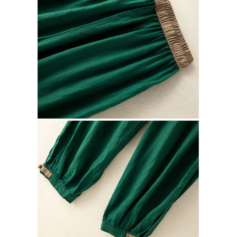 Pantalon sarouel en coton uni avec cordon de serrage et poches pour femme Buddha Stones - image 14