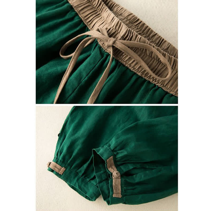 Pantalon sarouel en coton uni avec cordon de serrage et poches pour femme Buddha Stones - image 13