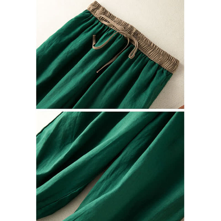 Pantalon sarouel en coton uni avec cordon de serrage et poches pour femme Buddha Stones - image 12