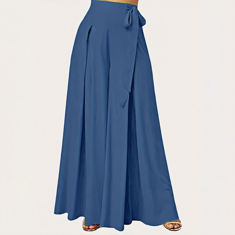 Pantalon large pour femme, style rétro décontracté, à cordon de serrage et poches, motif Buddha Stones, idéal pour le printemps. - Bleu royal - US14，UK/AU18，EU46 (2XL) - image 0