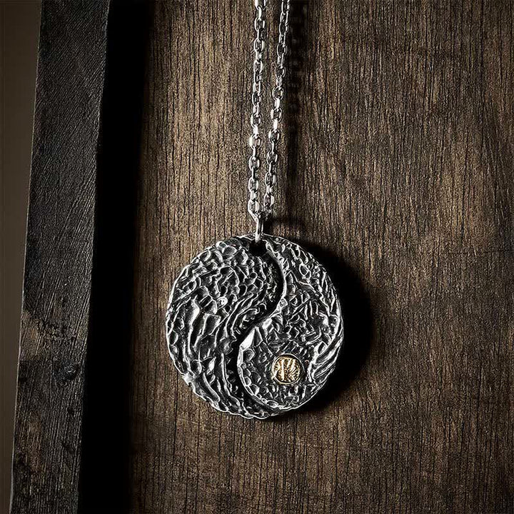 Buddha Stones Collier pendentif rond gravé Yin Yang Balance en cuivre - Yin Yang (Équilibre ♥ Harmonie) - image 0