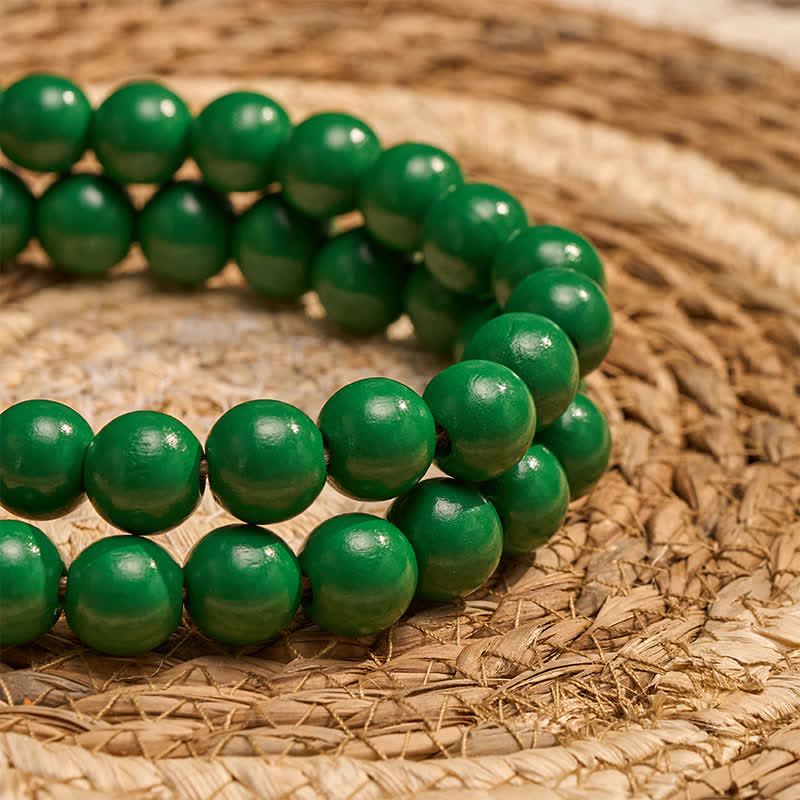 Buddha Stones Pompon en perles de bois vert vieilli, style ferme, décoration pour un mode de vie conscient - image 7