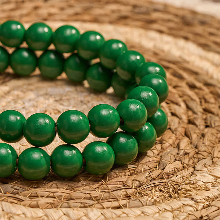Buddha Stones Pompon en perles de bois vert vieilli, style ferme, décoration pour un mode de vie conscient - image 7