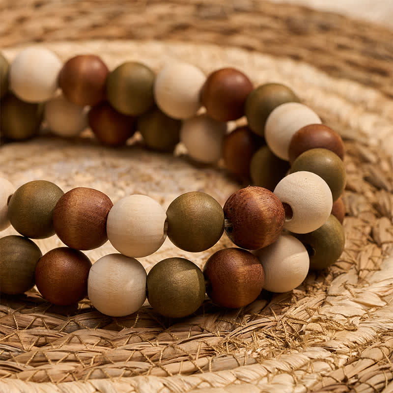 Buddha Stones Guirlande de pompons en perles de bois superposées, style ferme, décoration pour un mode de vie conscient - image 7