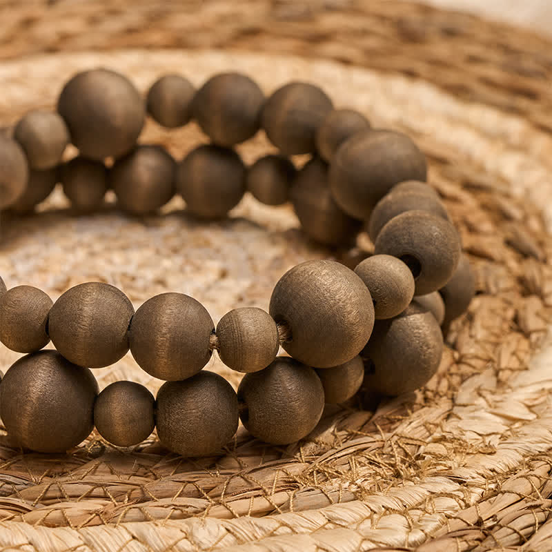 Buddha Stones Décoration suspendue rustique en perles de bois à double pompon pour un mode de vie conscient - image 7