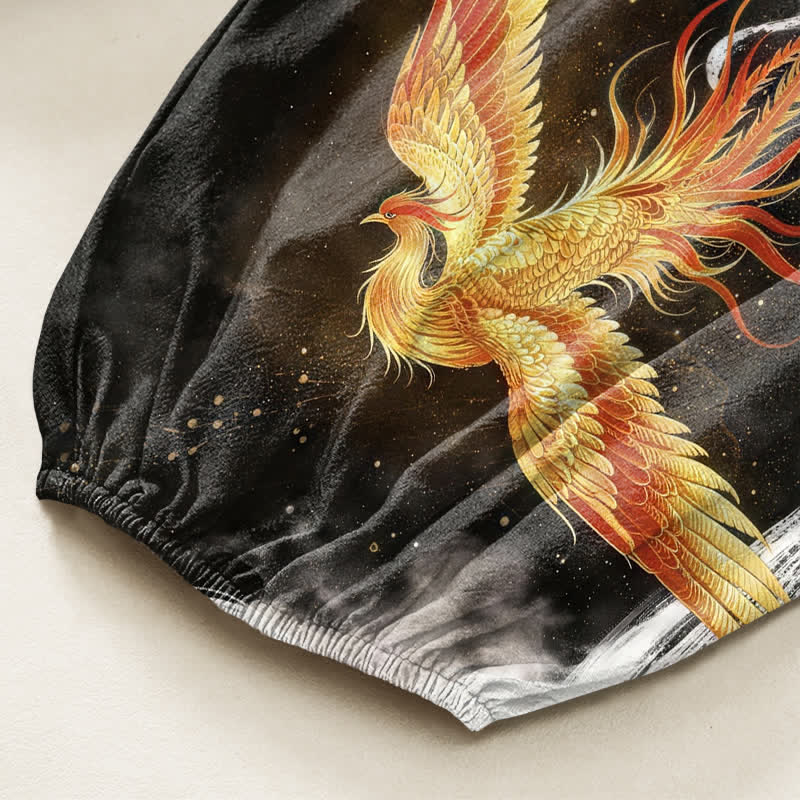 Buddha Stones Pantalon harem pour femme en coton à motif nuage de phénix oriental et taille élastique avec poches latérales - image 6