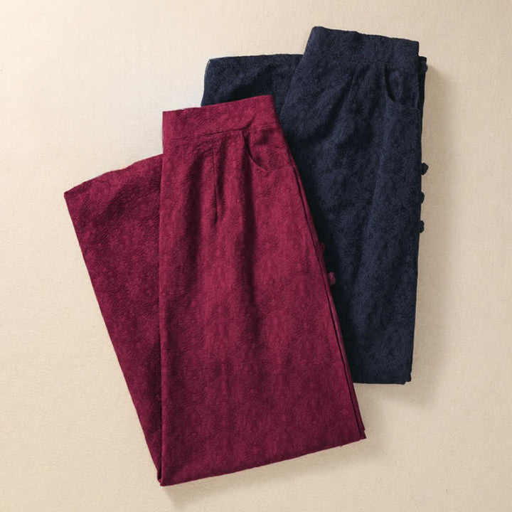 Buddha Stones Jupes pour femmes style Tang automne vintage Pankou en coton et lin uni avec poches - image 19