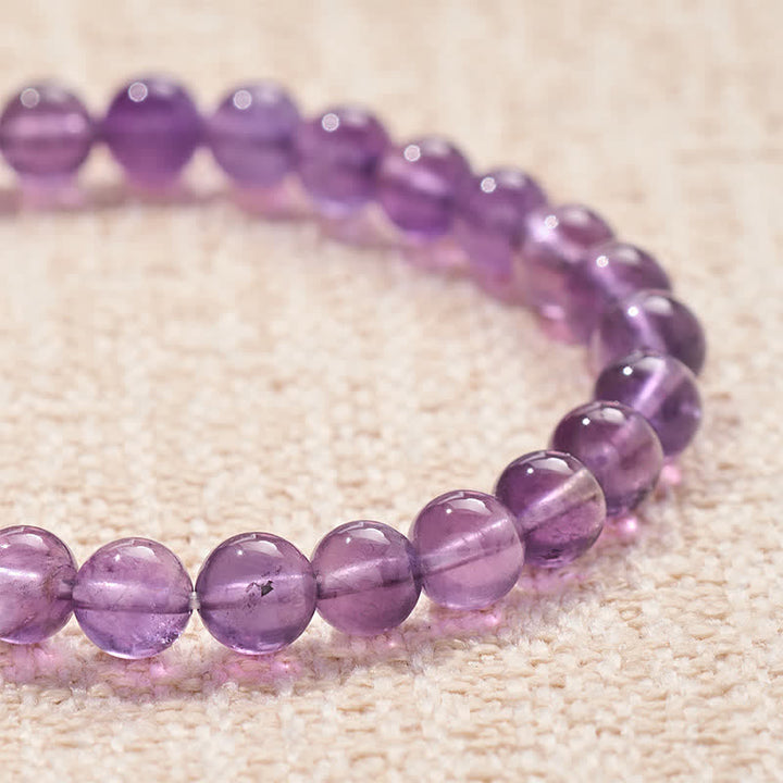 Buddha Stones Bracelet de méditation en perles d'améthyste avec lettres PAIX - image 4