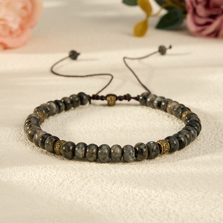 Buddha Stones Bracelet intuitif vintage en perles d'abaque et pierre de lune noire - Pierre de lune noire (Tour de poignet : 16-17 cm) - image 0