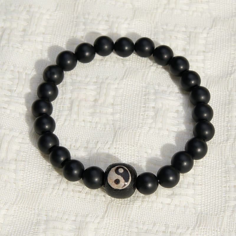 Buddha Stones Bracelet rond Yin Yang en onyx noir et turquoise blanche, orné de perles rondes. - image 17