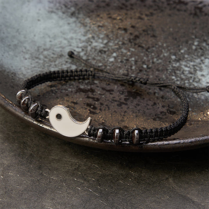 Buddha Stones Bracelet de couple ajustable Yin Yang en hématite (lot de 2) - image 15