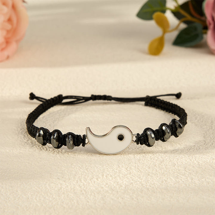 Buddha Stones Bracelet de couple ajustable Yin Yang en hématite (lot de 2) - image 12