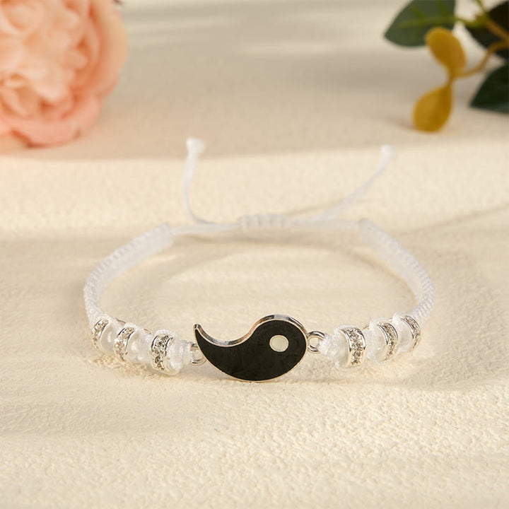 Buddha Stones Bracelet de couple ajustable Yin Yang en hématite (lot de 2) - image 8