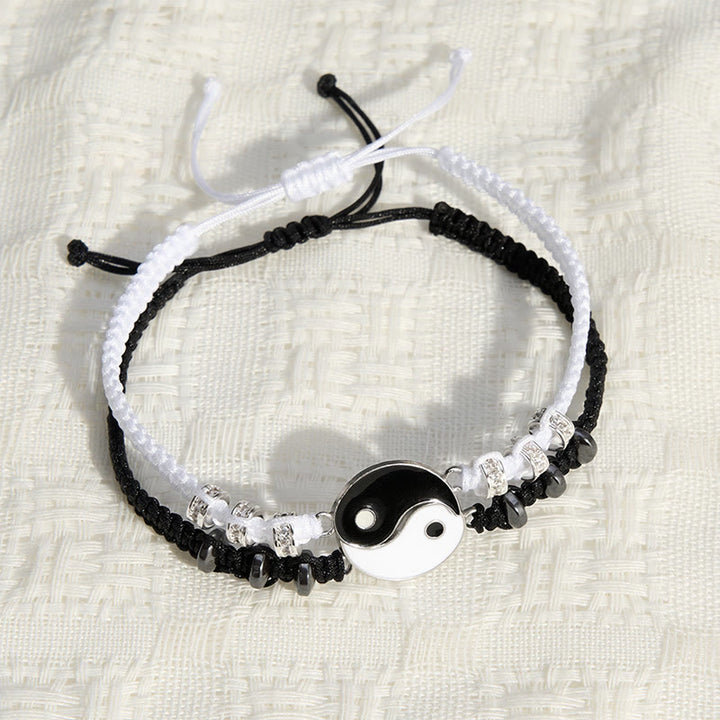 Buddha Stones Bracelet de couple ajustable Yin Yang en hématite (lot de 2) - image 2