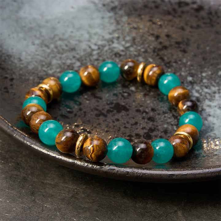 Buddha Stones Bracelet de force en perles d'amazonite œil de tigre - image 2