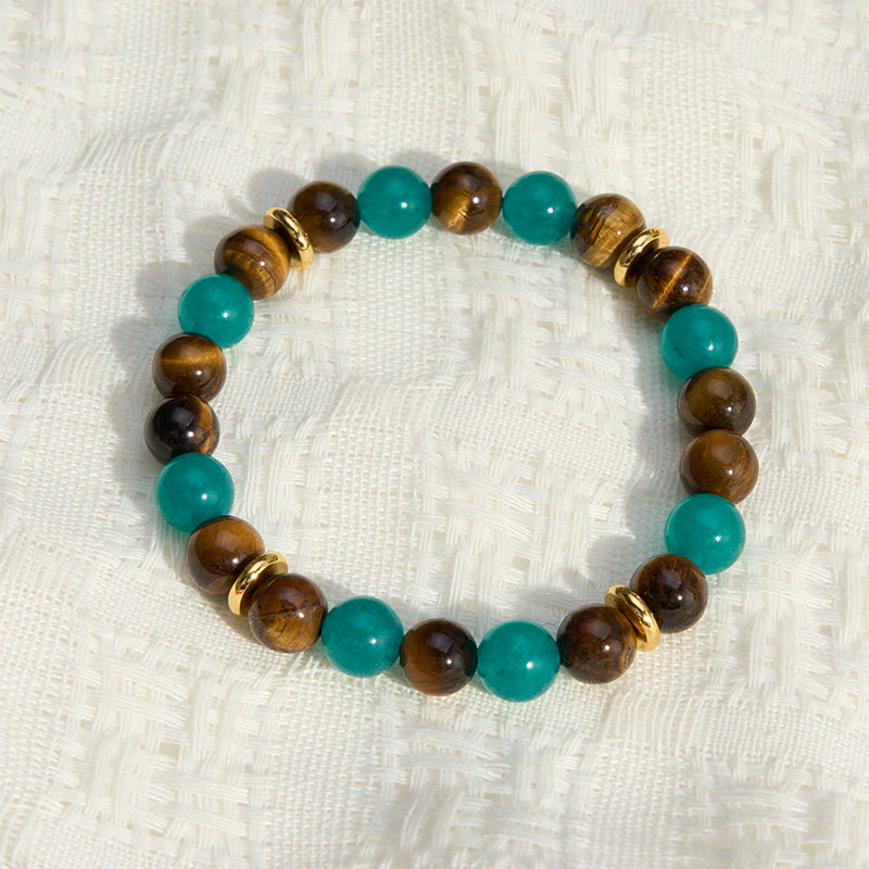 Buddha Stones Bracelet de force en perles d'amazonite œil de tigre - image 3