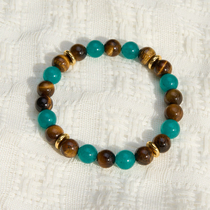 Buddha Stones Bracelet de force en perles d'amazonite œil de tigre - image 3